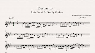 DESPACITO: Bb inst (clarinete,trompeta,saxo sop/tenor)(partitura con playback)