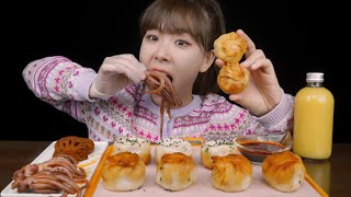 MUKBANG ASMR/ 吃播｜今天吃中华美食生煎包 再来一些麻辣鱿鱼头和莲藕/咀嚼音