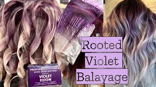 VIOLET ROOTED BALAYAGE | Retouching Blonde Balayage And Violet Roots