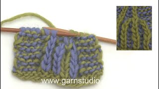 How to decrease 4 stitches in English rib with 2 colours