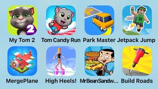 My Tom 2, Tom Candy Run, Park Master, Jetpack Jump, Merge Plane, High Heels, Mr Bean Sandwich