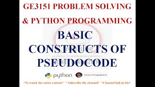 BASIC CONSTRUCTS OF PSEUDOCODE | GE3151 PROBLEM SOLVING AND PYTHON PROGRAMMING NOTES