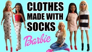 How to make Barbie Clothes with Socks. DIY Dress, Skirt and Sweater