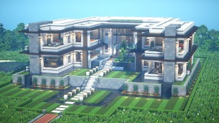Minecraft: Modern Mansion Tutorial + Interior | Architecture Build #14