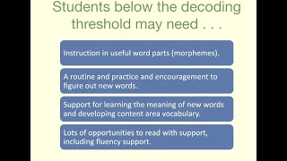 4-5 Essential Learning, Support Students Reading Below Decoding Threshold, Dr. Tortorelli, 5-1-25