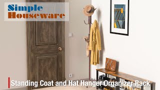 Simple Houseware Standing Coat and Hat Hanger Organizer Rack Assembly