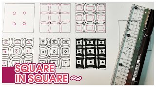 Mr. kidd_Zen tangle Art 禪繞畫 Square in square＃28