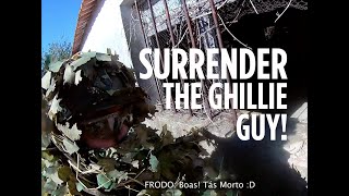 Catching and surrender the ghillie guy - SOFT AIRSOFT - Frodo the Portuguese Sniper