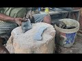material from a spiral!! full process of forging and making knife handles from buffalo horn