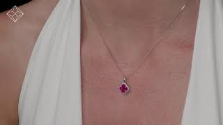 Ruby 1.34ct and Diamond 18K White Gold Alegria Necklace -  R4658Y