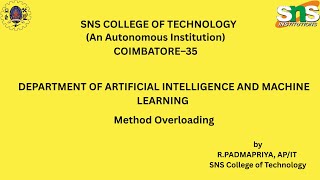 Overloading|Object oriented programming|SNS Institutions