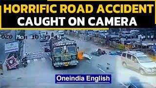 Hyderabad-Vijayawada Highway: Overspeeding car hits vehicles at traffic signal, 1 dead|Oneindia News