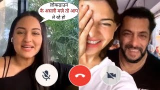 Sonakshi Sinha Live amusing Chat with Jacqueline and Salman Khan in video call