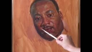 Martin Luther King Jr. Oil painting portrait. Oil on canvas. Painting technique. Painting process.
