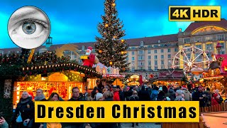The best Christmas market in Europe walking tour 4k Dresden Altmarkt Striezelmarkt 🇩🇪 Germany HDR