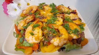 Grilled Vegetables Salad with Pesto Shrimp(গ্রিল ভেজিটেবল সালাদ উইথ পেস্ত শ্রীম্প)