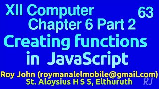 Plus 2 Chapter 6 Part 2 JavaScript functions - Basics