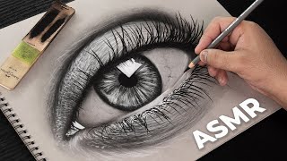ASMR | Eye DRAWING using Charcoal (No-Talking)