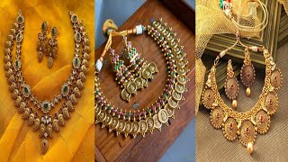 Antique temple jewellery designs, Antique Necklace designs, Ideas for Temple Antique necklace