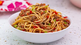 MINCED MEAT SPAGHETTI | MINCED MEAT PASTA | SPAGHETTI MINCE | THE KITCHEN MUSE