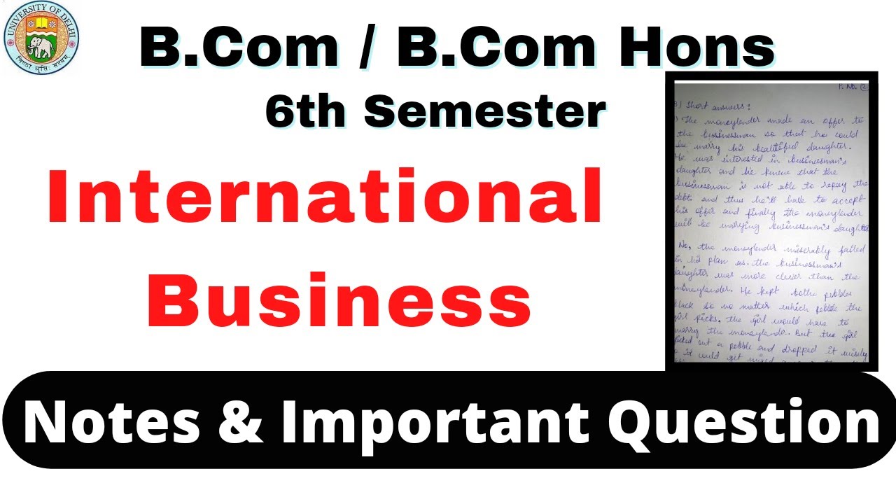 International Business Notes & Important Question | B.com Prog & B.com ...