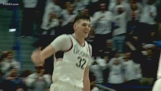 Donovan Clingan, a two-time national champion at UConn, declares for the 2024 NBA Draft