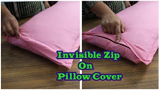 Invisible/Hidden Zip on Pillow/Cushion Cover/How To Attach Zipper On Pillowतकिये  ऊपर जिप केसे लगाये