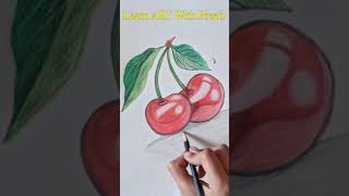 How to draw Cherries | Color Pencil Drawing |  Satisfying Créative Art #shorts #art #draw #drawing