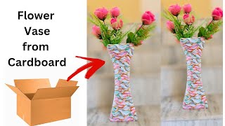 How To Make Flower Vase with Cardboard and Paper / Cardboard Flower Vase / Flower Vase from Waste