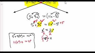 Angle Relationships: to find the value of x (in degrees) of an angle