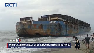 Akibat Gelombang Tinggi, Kapal Tongkang Terdampar di Pantai Pinrang, Sulsel #SeputariNewsSiang 26/12