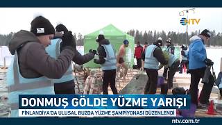 Donmuş gölde yüzdüler