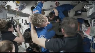 SpaceX Crew-6 enters space station after docking, with welcome ceremony