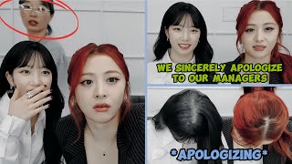 YUNJIN and KAZUHA apologize to their managers for what they did 😩🦢🐍