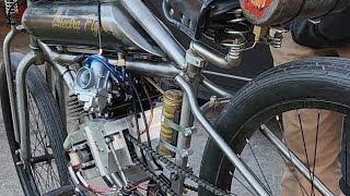 Handbuilt 100cc Twin Cold Start #fyp #homemade #2stroke #motorcycle #engineering#50cc