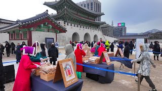 Snowy GWANGHWAMUN, Jan 28, 2025, Heavy Snowfall in Seoul. 4K Seoul Korea Walk.