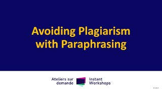 Avoid Plagiarism with Paraphrasing