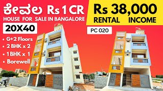 House for sale in Bangalore with Rental income Rs 38k ✅ಕೇವಲ Rs 1cr Independent house sale Bangalore