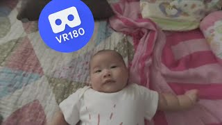 [VR180 5.7k] Baby Riley laughing at Daddy's weird noises | Vuze XR 180° 3D