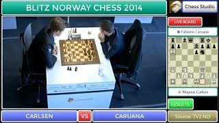 BLUNDER A PIECE IN THE OPENING!!! CARLSEN BEATS CARUANA IN 11 MOVES | BLITZ NORWAY CHESS 2014