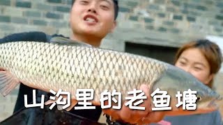 【戶外捕魚vlog】表妹花1200包下一口山溝裏的老魚塘，沒想到裏面的魚這麼多...#三農#抓魚#農村生活