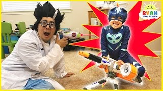PJ MASKS IRL SUPERHEROES Catboy and Spiderman Surprise Eggs stolen by Romeo and Night Ninja