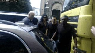 Gene Simmons, Eric Singer (KISS) arriving at London HMV Forum, July 4 2012