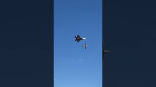 F-22 Raptor and P-51 Mustang at air show