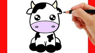 HOW TO DRAW A COW KAWAII EASY