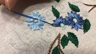 Çiçek tekniği , kurdele ile kolay çiçek tekniği, kurdele nakışı, ribbonembroidery