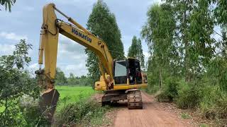 Excavator Komatsu Pc200-8M0 งานเคลียร์ริ่งขยายทาง เพื่อสร้างถนนคอนกรีต