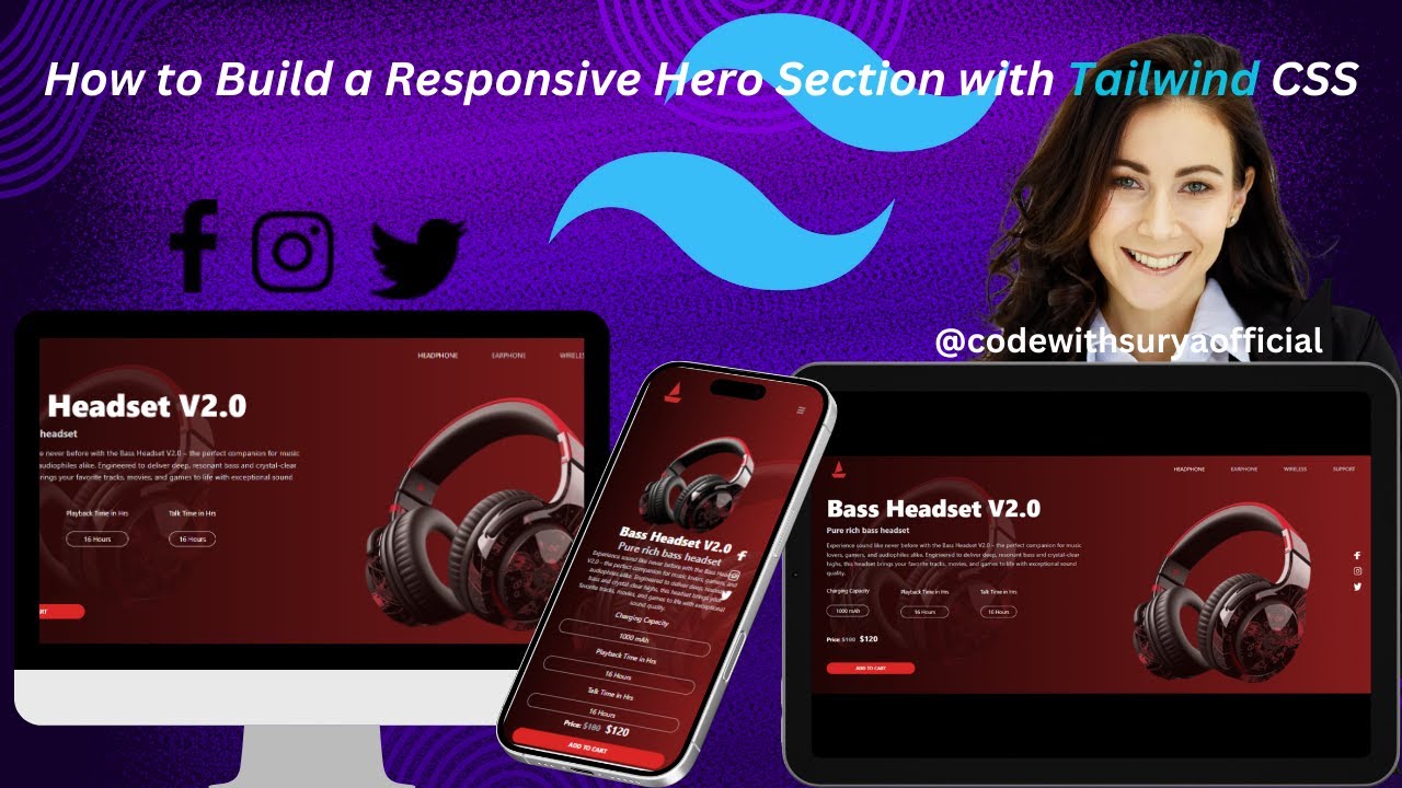 How To Build A Responsive Hero Section With Tailwind Css Youtube