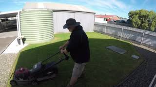 Lawn mow at a regular customers with a Honda HRU216  V83