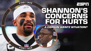Shannon Sharpe hopes Jalen Hurts doesn't run into a Carson Wentz situation 👀 | First Take